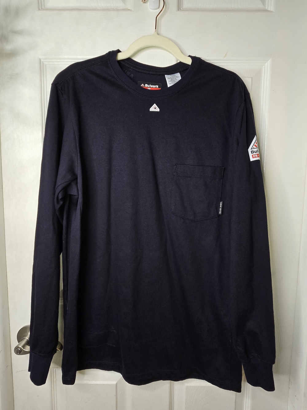 Bulwark FR Men M Shirt SET2NV3 Flame Resistant CAT 2 NFPA 2112 Navy Pocket Tee